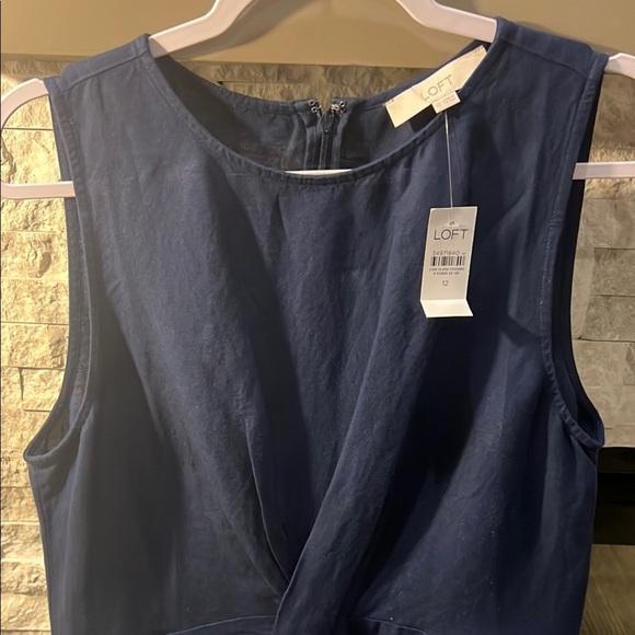 NWT LOFT Blue Linen Blend Sheath Dress size 12 - Picture 4 of 11